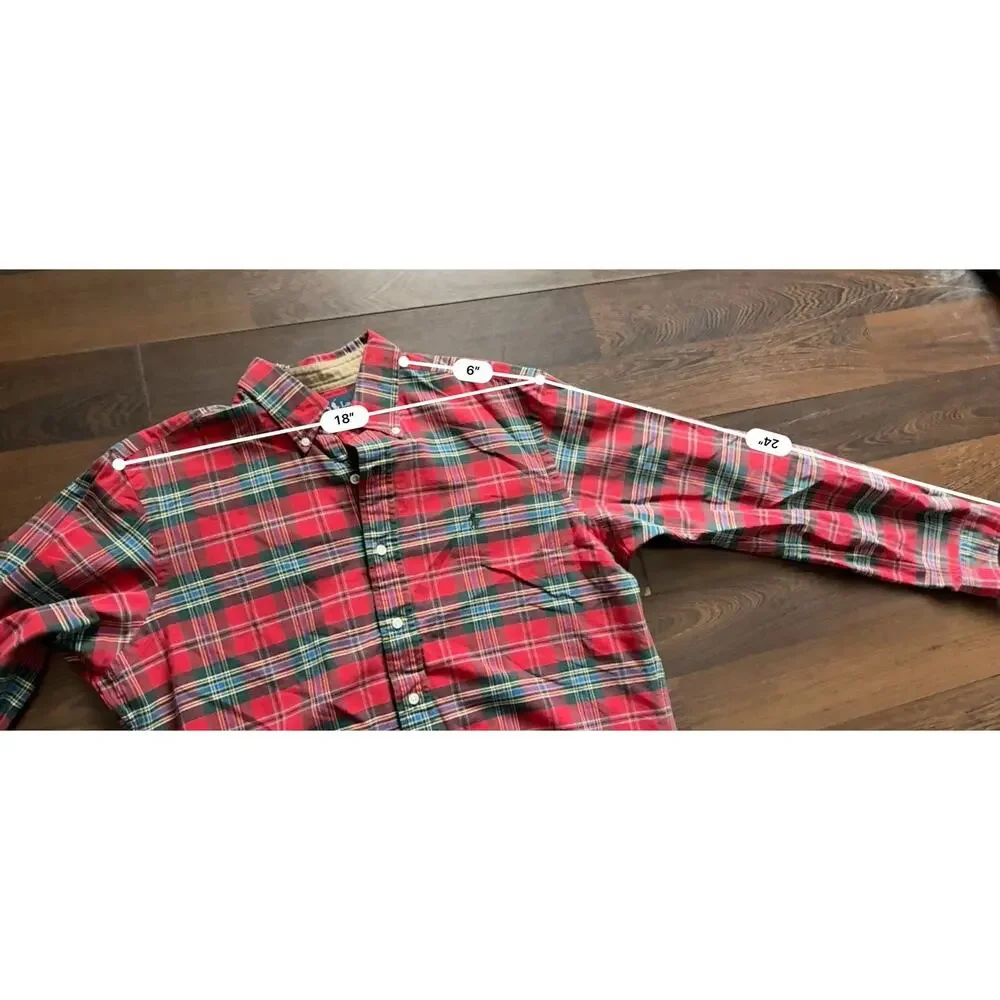 VTG Polo Ralph Lauren Button Shirt Adult Extra Large Red Blue Green Plaid Sz M